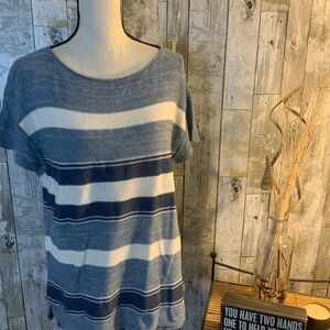 Lauren by Ralph Lauren Linen Striped Short Sleeve Sweater. Size XL